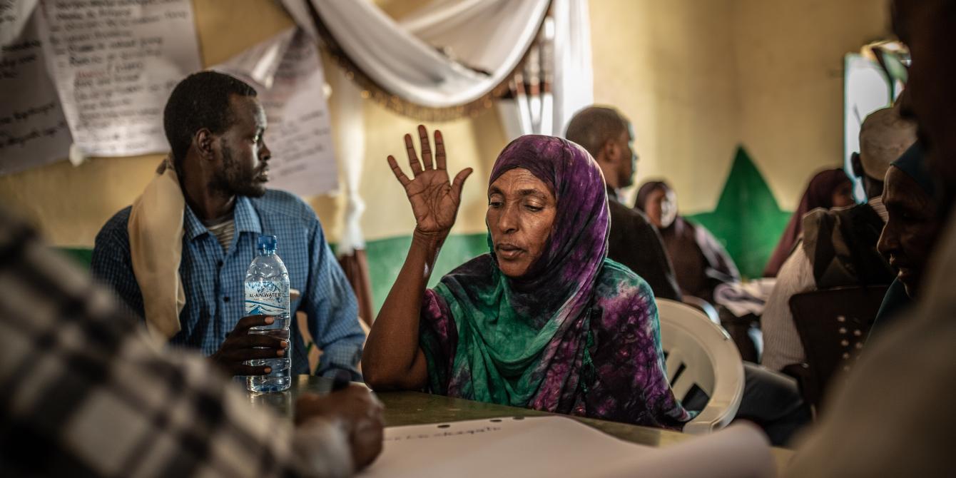 A woman in a community meeting in Somaliland. Pablo Tosco/Oxfam